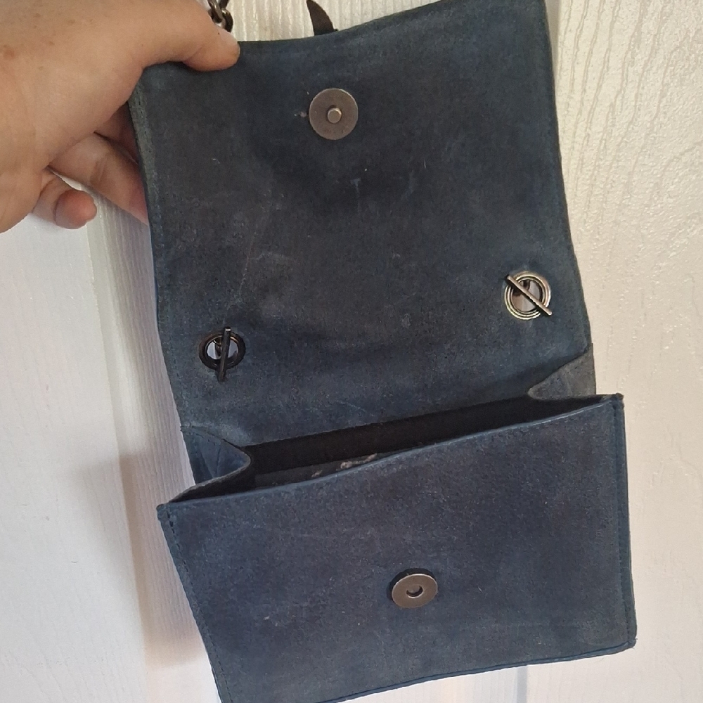 Zara Blue and Silver Crossbody Bag with Chain Strap - Picture 5 of 6